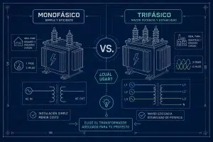 Transformador monofásico vs. trifásico: cuál usar y cuándo